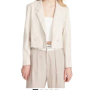 Steve Madden Nicola Double Breasted Faux Leather Crop Blazer L NWT